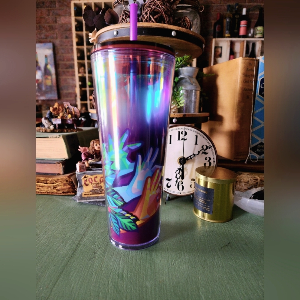 NWT Starbucks ASL American Sign Language Hands Iridescent Venti Tumbler 24oz Cup